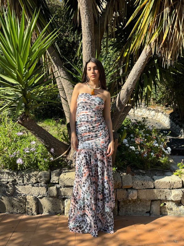 Kayla Dress Micro Tulle Stampa Abstract
