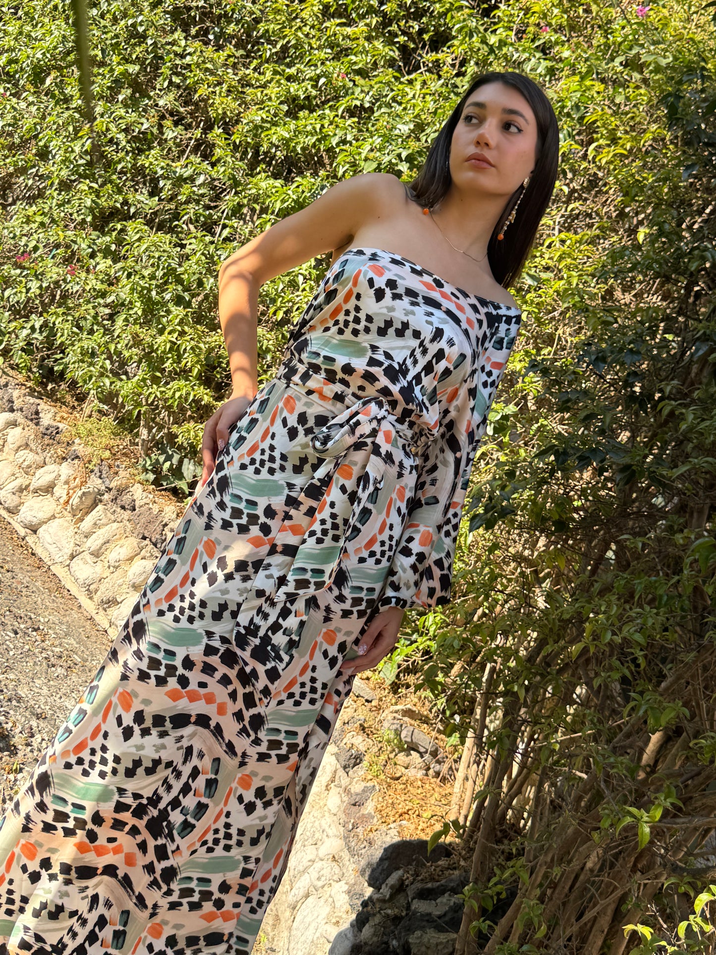 Minerva Kafta Dress Stampa Abstract