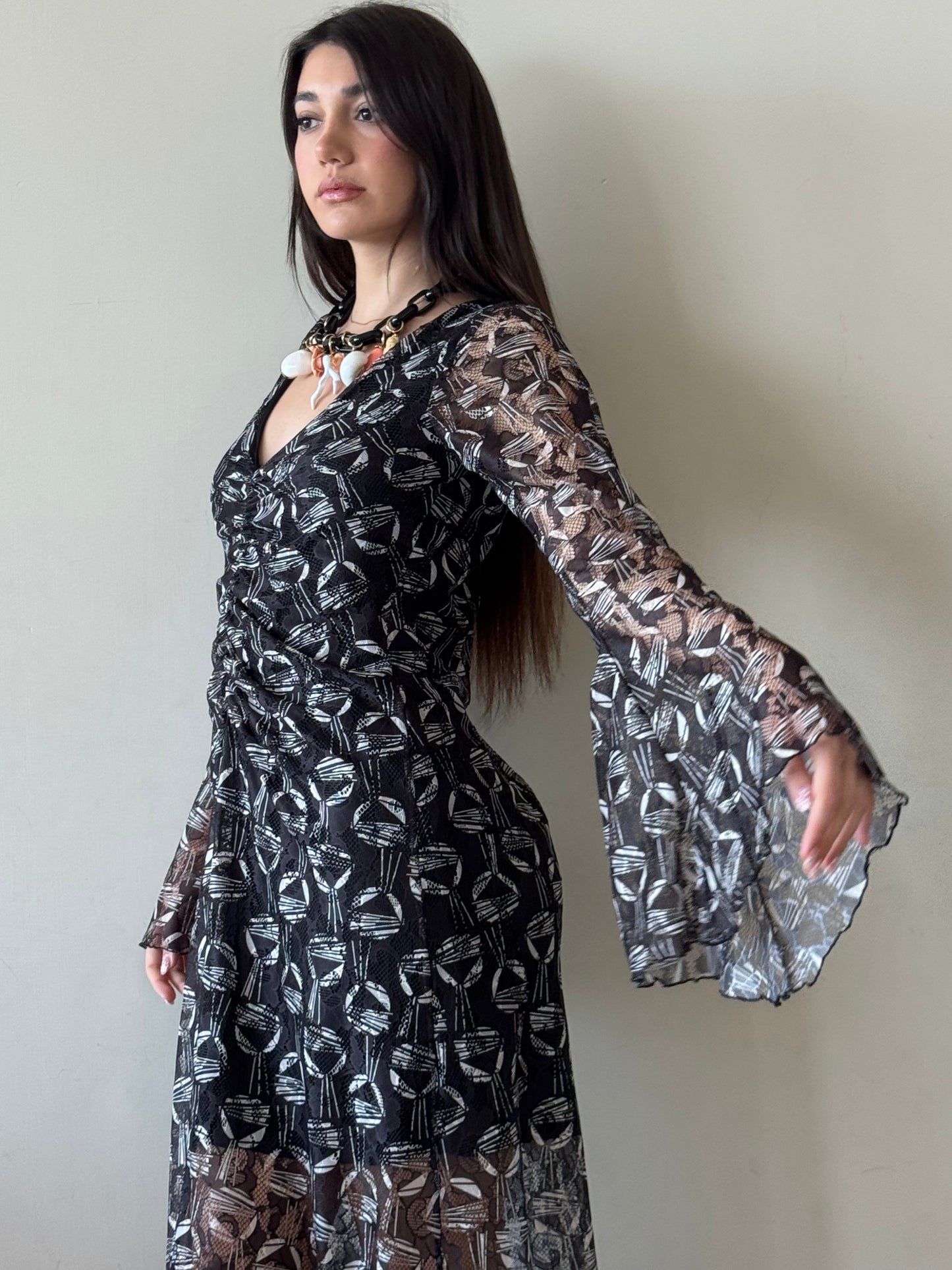 Asia Lace Dress Black & White