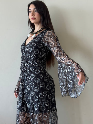Asia Lace Dress Black & White