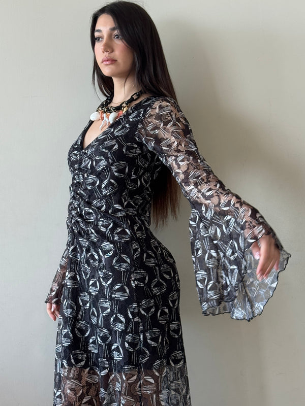 Asia Lace Dress Black & White