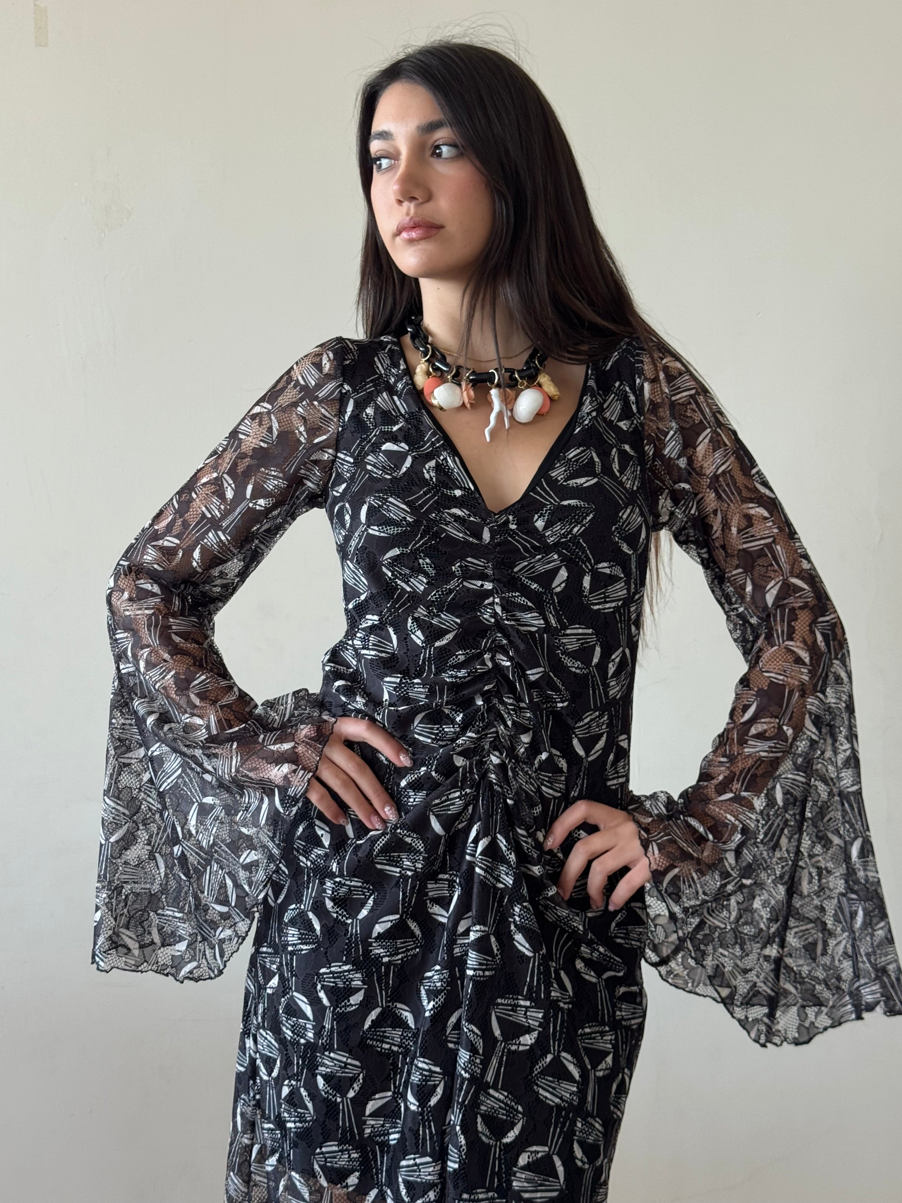Asia Lace Dress Black & White