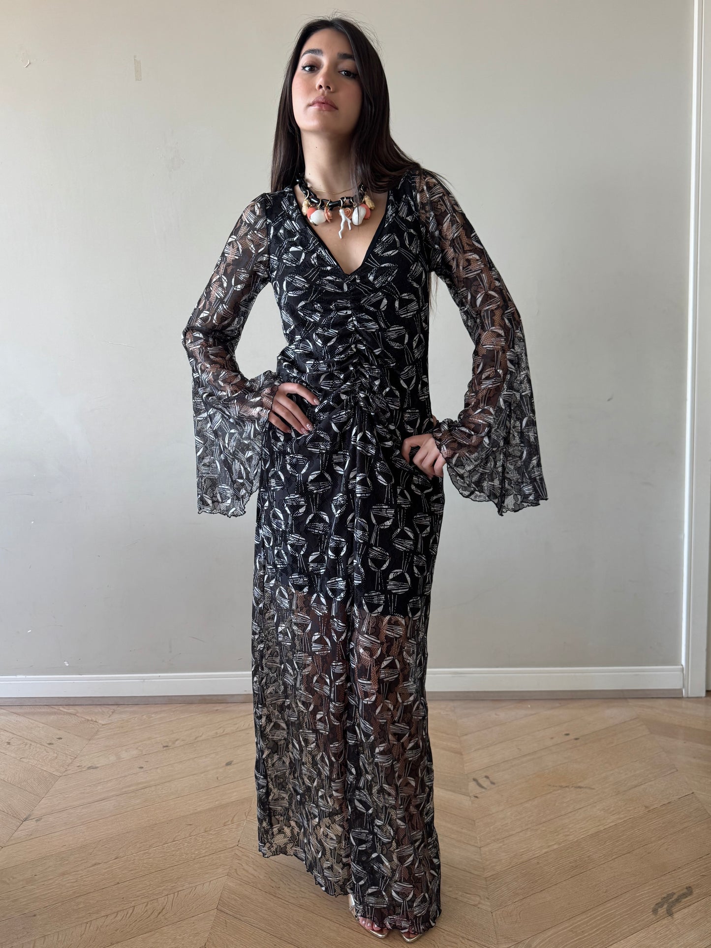Asia Lace Dress Black & White