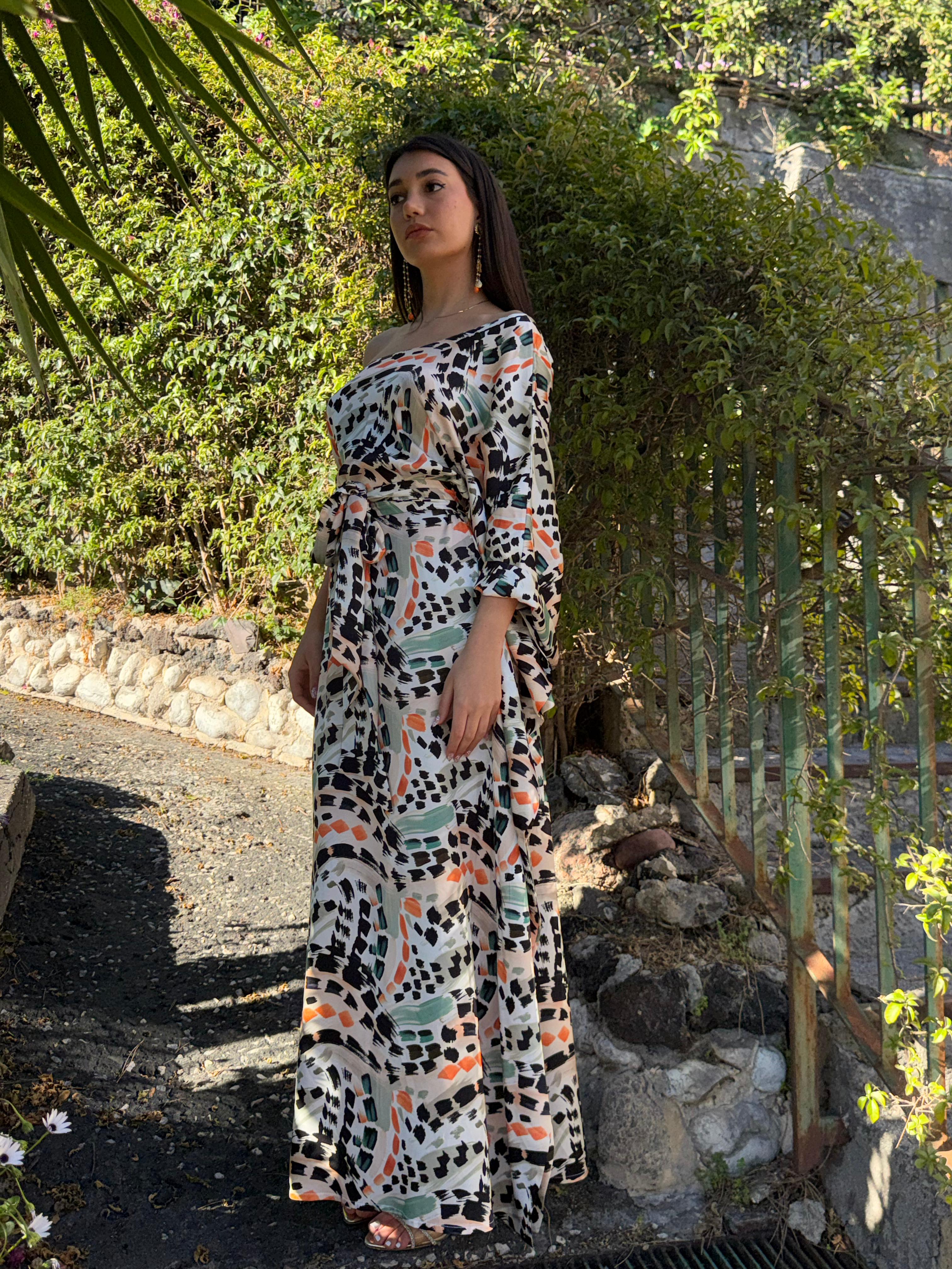 Minerva Kafta Dress Stampa Abstract